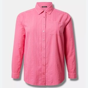 Torrid Lizzie Cotton Shadow Stripe Button Down Shirt